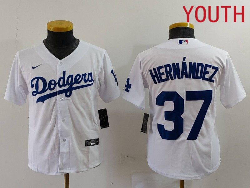 Youth Los Angeles Dodgers #37 Hernandez White Nike Game 2024 MLB Jersey style 724